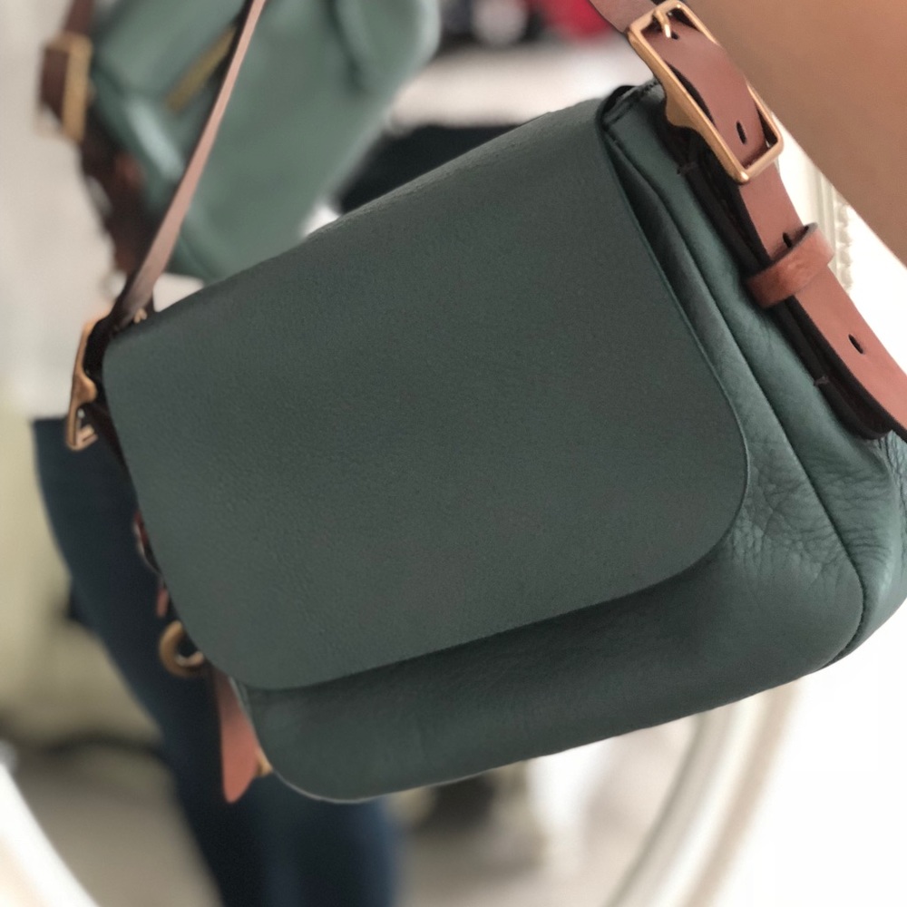 Teal leather crossbody bag